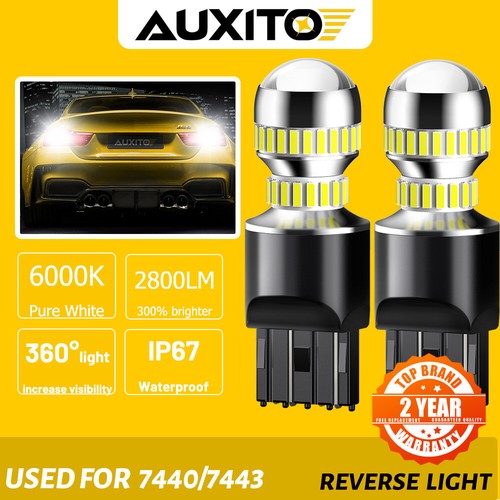 2X 7443 7440 LED 6000K Reverse Backup Brake Tail Stop Parking Light Bulbs CANBUS
