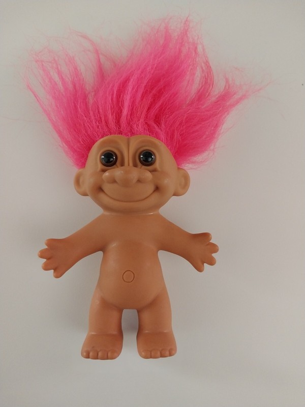 Vintage RUSS Troll Doll Figurine 4" Nude Pink Hair   ---- funny with succlents!!