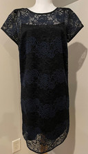 ANN TAYLOR LOFT Womens Black & Blue Lace Dress NWT - Sz 6