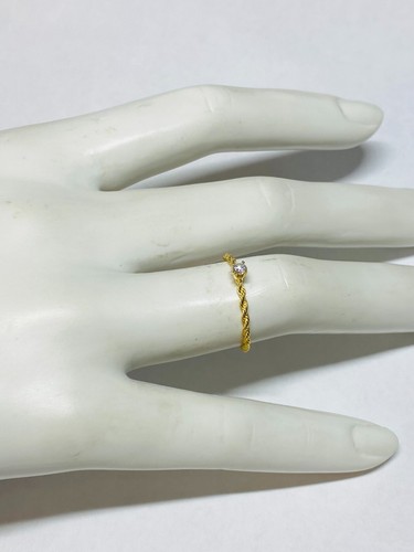 14K Gold (Yellow-White-Rose) .06 Carat Genuine Diamond Rope Design Solitaire - Picture 9 of 15