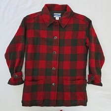 VTG 90s Pendleton Knockabout Red Green Plaid Jacket Coat Women's M Made in USA