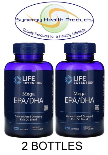 2X Life Extension Mega EPA/DHA 120 Sofgels - Concentrated Omega-3 Fish Oil  Blend 737870193715 | eBay