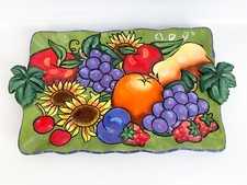 Vintage Fruit Themed Serving Tray Dish Large Hand Painted Bella Casa By Ganz 16"