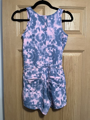 Athleta Girl On The Go Romper Blue Purple Pink Drawstring Pockets Size Large/12 - Picture 9 of 11