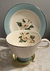 Homer Laughlin Lifetime China Co. Turquoise Magnolia Tea Cup and Saucer