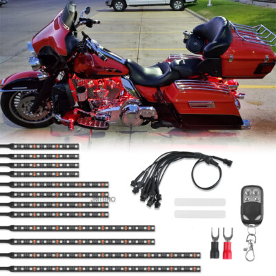 12x Motorcycle LED Underglow Light Neon RGB Lamp Strip For Harley Electra Glide