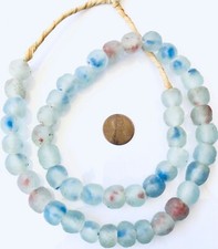 Made in Ghana Krobo Vivid cool Blue recycled Glass African trade Beads-Ghana