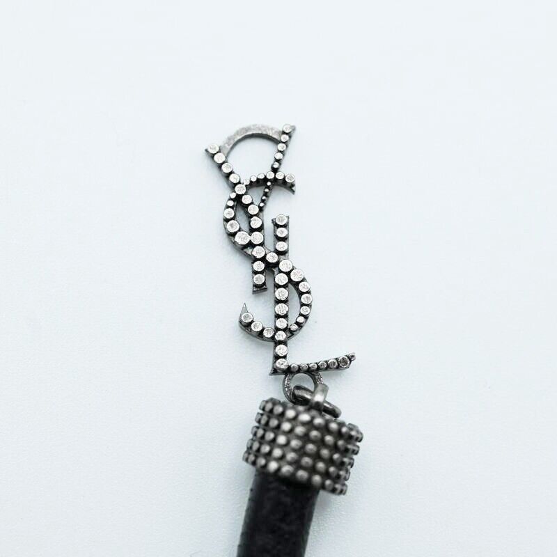 SAINT LAURENT YSL logo metal opium leather bracelet black SAINT LAURENT YSL logo metal opium leather bracelet black