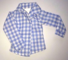 BLUSA MUÑECA, LT AZUL Y BLANCO A CUADROS LS Se adapta a CANDI 11 - 12" Barbie NUEVA