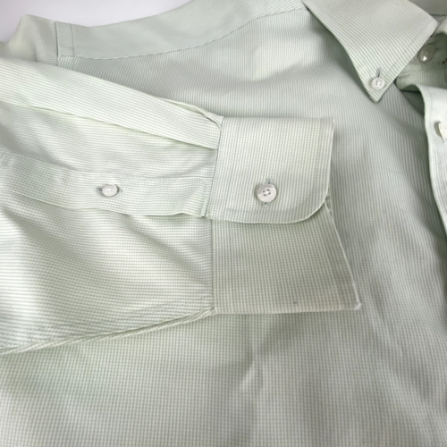 Roundtree Yorke Shirt Gold Label Green Check Dress 16 1/2 34 Non-Iron Pinpoint - Picture 9 of 11