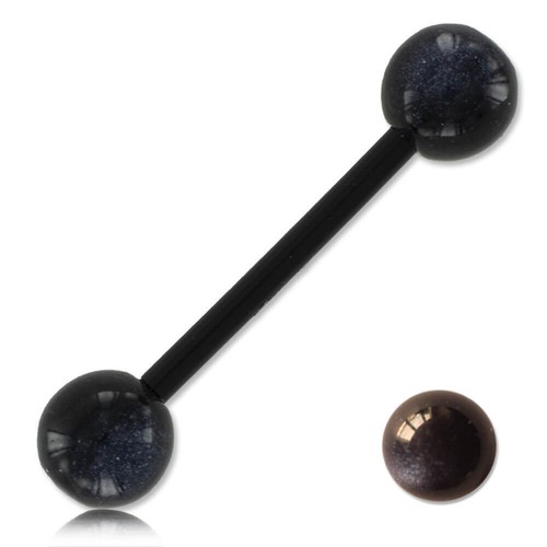 Biosafe tongue barbell pearly acrylic balls