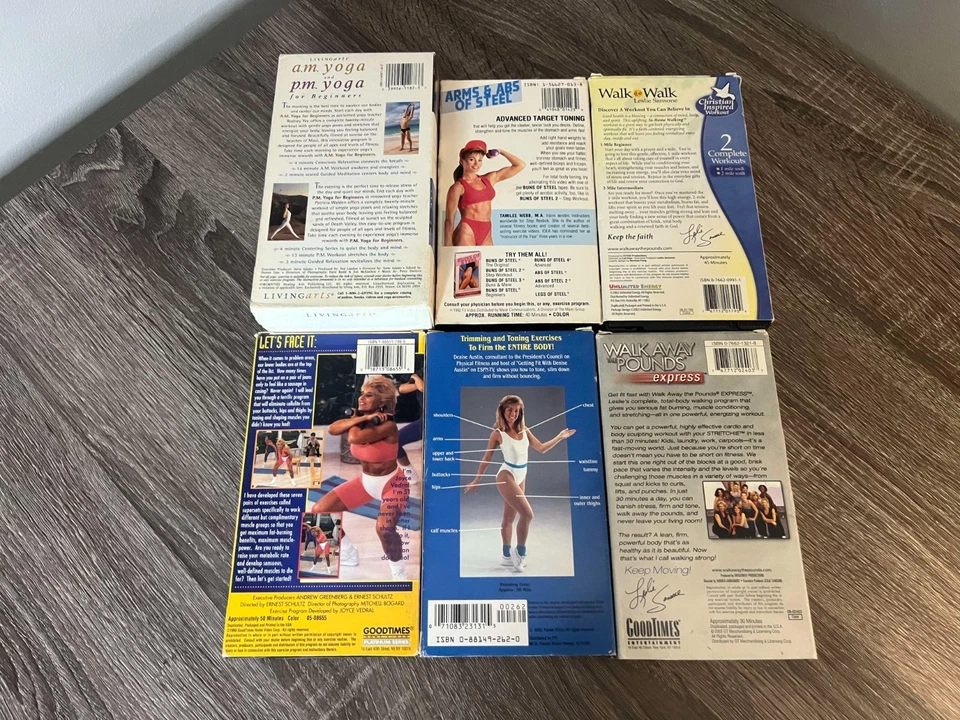(6) VINTAGE FITNESS WORKOUT VHS LOT DENISE AUSTIN WALK AWAY THE POUNDS BOTTOM UP - Image 2 of 2