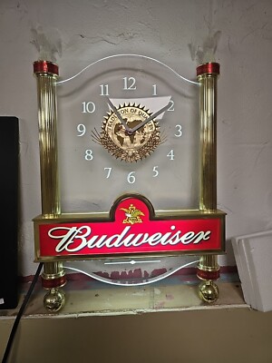 Vintage 2001 Budweiser Beer Lighted Wall Clock Advertising Sign