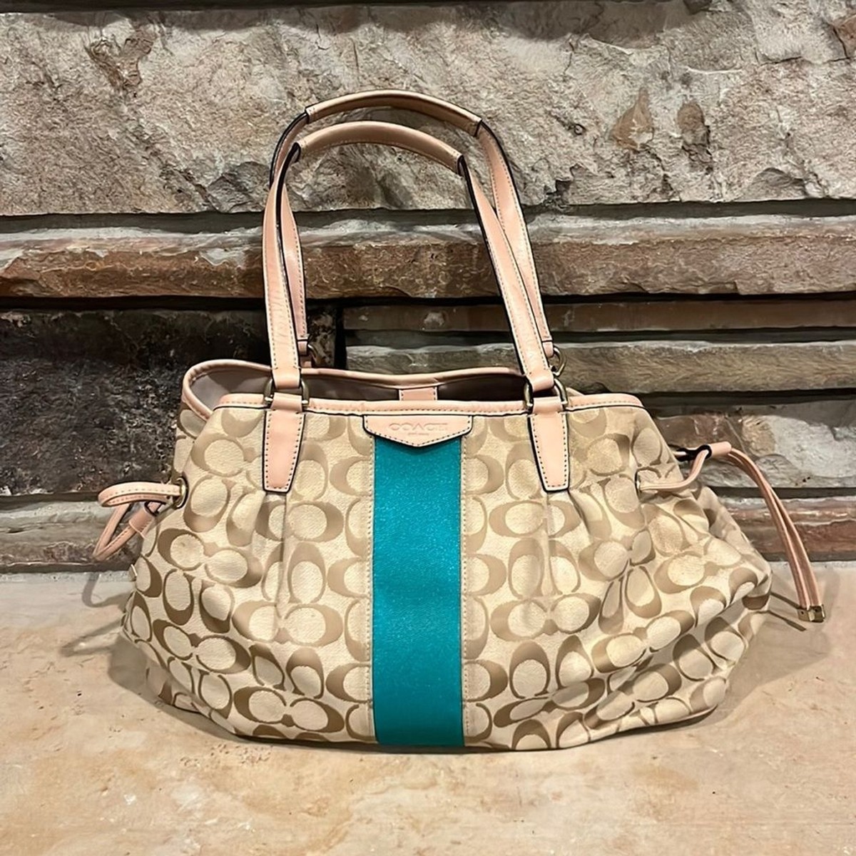 Coach Signature Stripe Drawstring Carryall Bag F28501