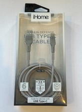 iHome 6ft. Braided USB-C Charging  Sync Cable - Black, Gray, White, Teal