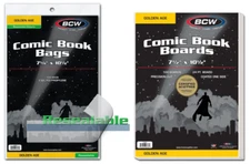 100 Pack BCW Golden Age Comic Book Bags (Resealable) And Boards Acid Free