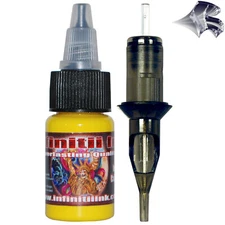 Round Shader Membrane Mechanism Tattoo Needles + 1/2oz Tattoo Ink - Your Pick