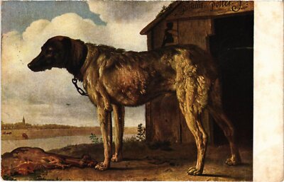 PC RUSSIAN ARTIST SIGNED A DOG PAUL POTTER (a44113)