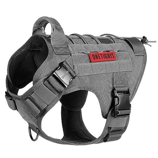 Dog Harness Vest with Handle, Military Dog Harness forarge Medium L Grey