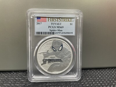 2017 $1 Tuvalu Marvel Spiderman NGC MS69 First Strike 1oz .9999