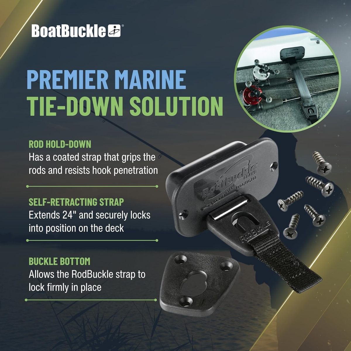 fishing rod hold down straps T-H Marine Tamer Secures up to six rods Rod Tamer - Fishing Rod