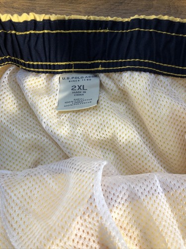 US Polo Assn Swim Trunk Shorts Mens Yellow Navy board Rare large Pony Logo - Picture 4 of 4