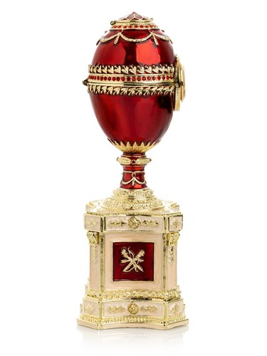 Red Egg with clock Trinket Box Handmade by Keren Kopal & Austrian Crystals - Imagen 8 de 18
