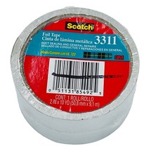3M Scotch Aluminum Foil Tape 3311 Silver, 2" x 10 yd 3.6 mil