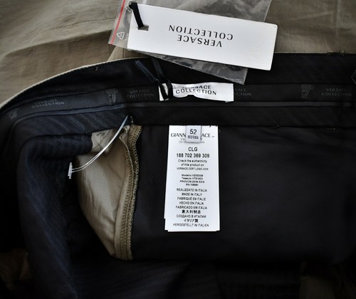 NEW VERSACE COLLECTION Olive Flat Front CHINO Pants Trousers EUR-52 US-35/36 - Picture 11 of 12