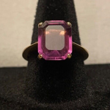 AMETHYST OCTAGONAL Ring, approx. size 10 - 18K GF - Purple, Gold