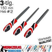 3-Tlg Metallfeile Werkstattfeile Flach Dreikant Halbrund Feile Hieb # 2 / 150Mm