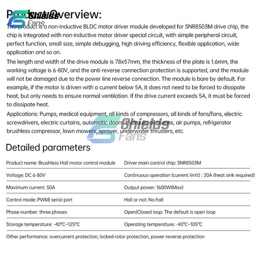DC6-80V BLDC 3-Phase DC Brushless Motor Controller 1600W 50A PWM Motor Driver . - Picture 15 of 21