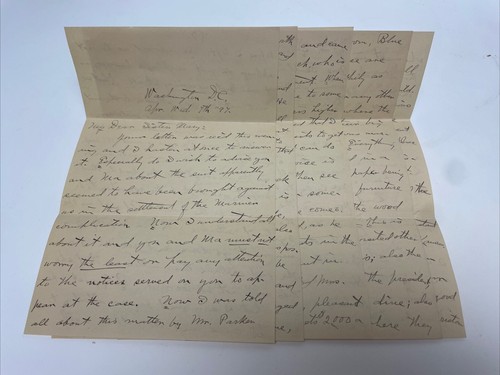 1897 Letter Washington D.C. to Kansas on White House Tour w Isabel Worrell Ball