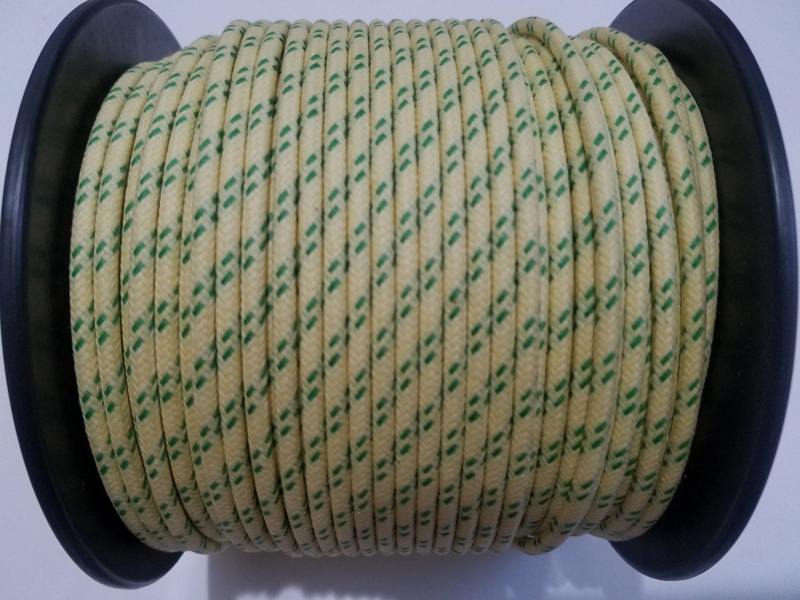 10 Feet Vintage Braided Cloth Covered Primary Wire - 14 Gauge Black With Green Stripe (EW-14GBKGR10)