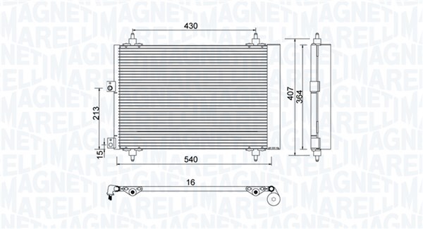 MAGNETI MARELLI 350203920000 Condenser, air conditioning for CITROËN,PEUGEOT