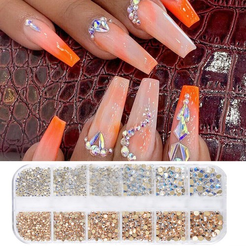 12 Girds Crystal Rhinestone Diamond Gems 3D Glitter Nail Art Decoration Manicure - Picture 11 of 16