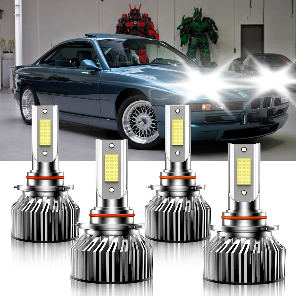4X 9005 9006 Kit combinado de bombillas de faros LED haz alto bajo para BMW 840Ci 1994-1997 Foto 2 de 4