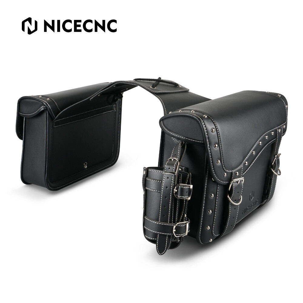 Pair Black Motorcycle Saddle Bags For Kawasaki Vulcan 750 800 900