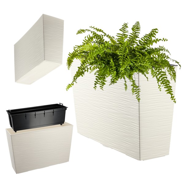 Kadax Blumenkasten Aus Kunststoff, Balkonkasten Mit Einsatz, 56 Cm, Creme-image
