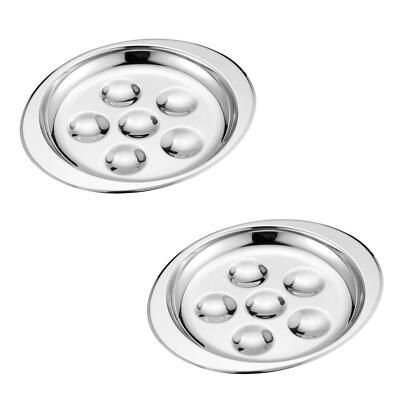 2 Pcs 6 Holes Stainless Steel Practical Snail Dish Escargot Plate Food Plate ...