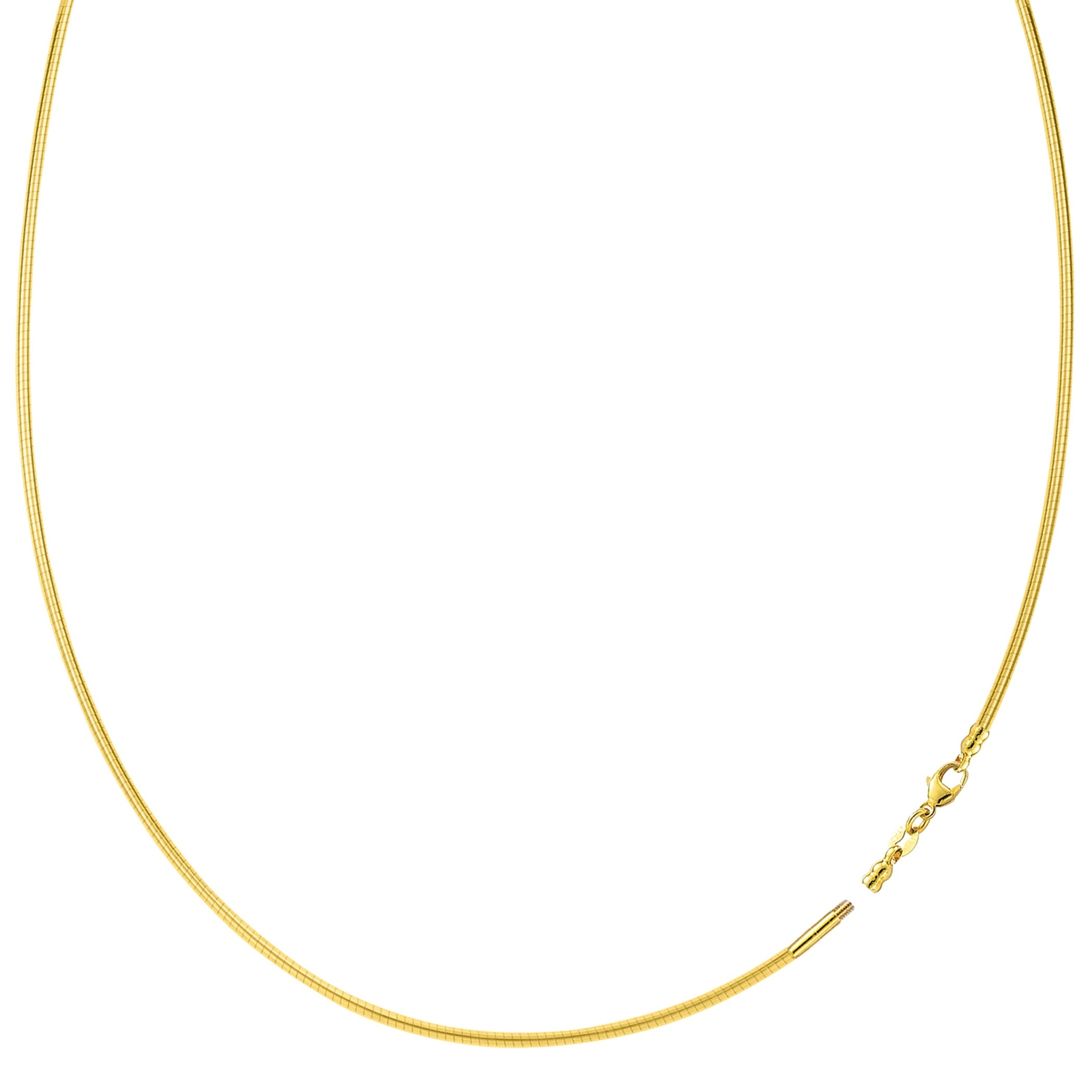 "Round Omega Chain Necklace With Screw Off Lock In 14k Yellow Real Gold, 17\""