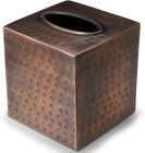 Hand Hammered Tissue Box Cover Square, Antique Copper Tissue Holder for Bathroom