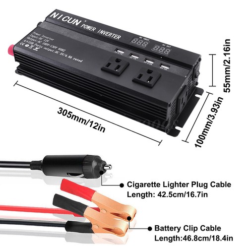 6000W LCD Car Power Inverter DC 12/24V To AC 110V Pure Sine Wave Solar Converter - Picture 30 of 40