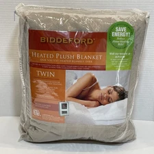 Biddeford Heated Plush Blanket Twin Taupe
