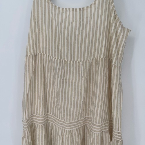 Elegante Maxi Vestido a Rayas Crema - Imagen 3 de 6