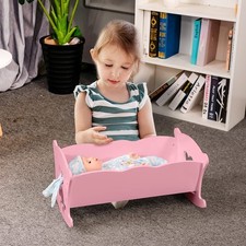 18 Inch Doll Cradle Cot Wooden Crib Dolls Bed with Mattress and Pillow Kids Toys