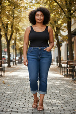 Signature Levi Strauss Gold Mid Rise Capri Jeans Womens 20 Blue Stretch Denim