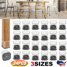24 PC Chair Leg Floor Protectors Square,Silicone Felt Furniture Pads Caps Covers