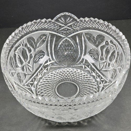 Miller Import Irena 8" SERVING BOWL 24% LEAD CRYSTAL Poland - Rose & Pineapple - Picture 7 of 23