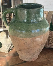 Vintage Antique Turkish Terracotta Olive Jar Jug - Pottery Clay Pot 11"